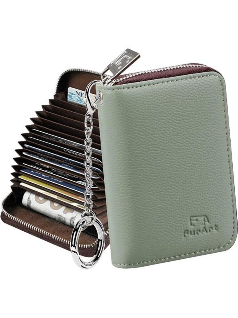 Womens Wallet RFID Blocking Credit Card Wallet Keychain Business Card Holder